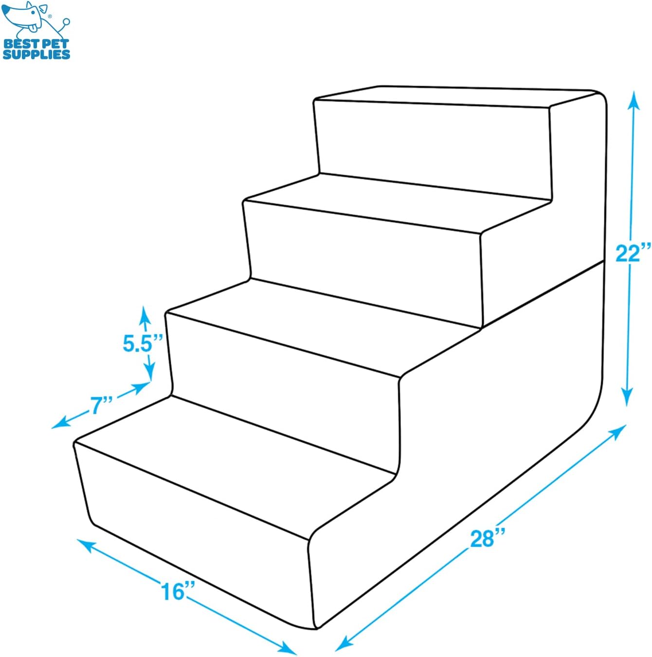 Best Pet Supplies Dog Stairs & Steps - Foam Steps for Small Dogs & Cats, Non-Slip Indoor Balanced Pet Step Support, Dog Ramp, No Assembly, Ash Gray Linen, 2-Step (12-inch Height)
