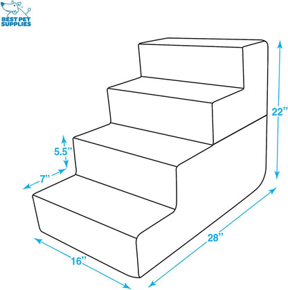 Best Pet Supplies Dog Stairs & Steps - Foam Steps for Small Dogs & Cats, Non-Slip Indoor Balanced Pet Step Support, Dog Ramp, No Assembly, Ash Gray Linen, 2-Step (12-inch Height)