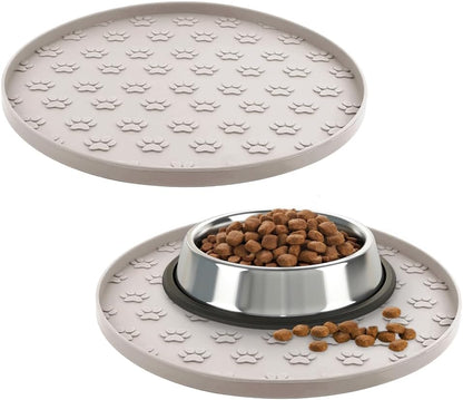 Pet Feeding Mats for Food and Water, Waterproof Anti-Slip Placemats for Dog Cat Bowl, 1 Pack Silicone Pet Food Mat, Dishwasher Safe 10.9 × 10.9 (1 Pack, Black)