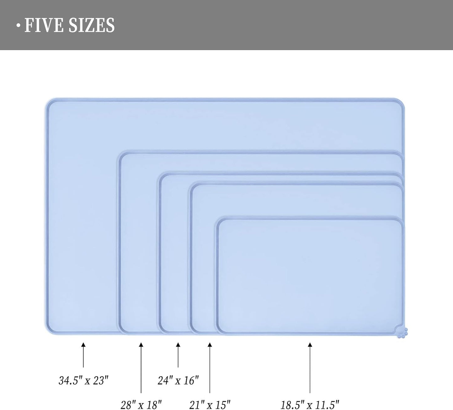 Reopet Waterproof Pet Feeding Mat, Non-Slip Silicone Placemats for Dog Cat Food and Water Bowl, High Raised Edges to Prevent Spills and Protect Floors