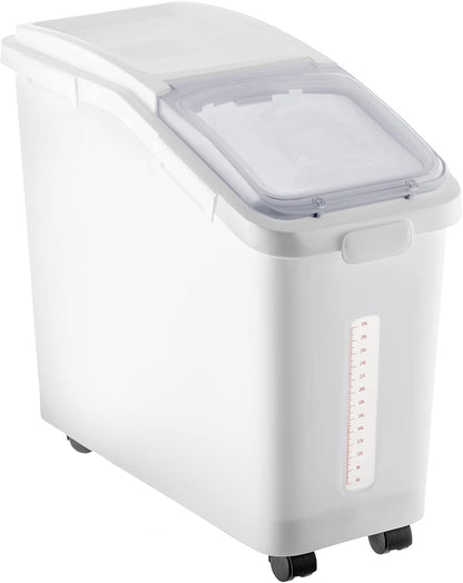 VEVOR Rice Storage Container, 4.5Gallon/20L Capacity Large Dog Food Dispenser Bin, Kitchen Ingredient Grain Cereal Flour Bin, Pet food Containers with Wheels, Measuring Cup, Airtight Lid, 1 Pack