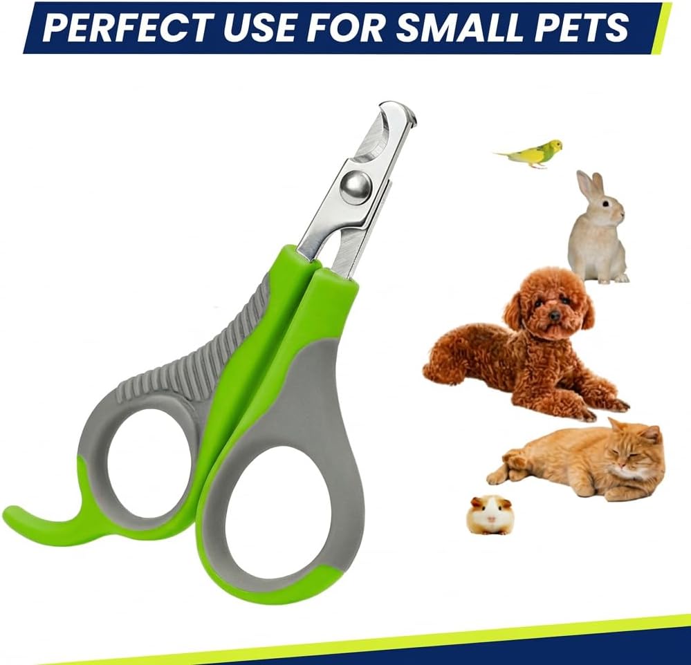 WePet Pet Nail Clippers U07.2, Professional Claw Trimmer, Scissor for Cats, Puppies, Kittens, Hamsters, Rabbits and Small Animals, Sharp, Safe, Small, Green/Grey