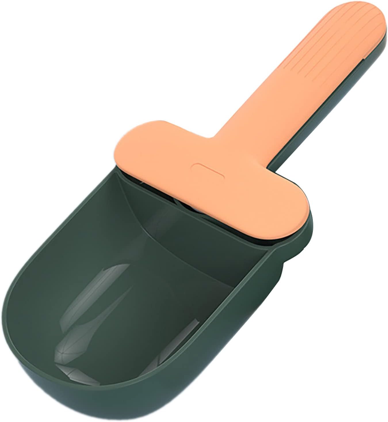 Pet Food Spoon, Cute Ice Cream Shape Dog Food Scoop with Sealing Clip Pet Food Can Spoon Food Grade ABS for Dogs Cats (Green Coffee)
