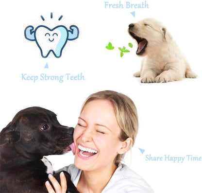 Orgrimmar 2 Pcs Three Sided Pet Toothbrush Dog Brush Addition Bad Breath Tartar Teeth Care Dog Cat Cleaning Mouth