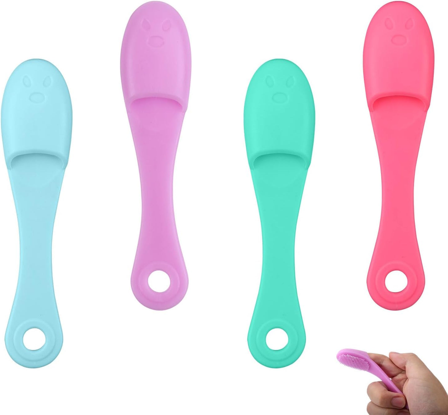 4 Pcs Cat Chin Brushes, Soft Silicone Manual Facial Cleansing Scrubber Cats Chin Cleaner Dog Finger Toothbrush Pet Tooth Brush with Improved Design for Dogs Cats Puppies Chin Cleaning Dental Care