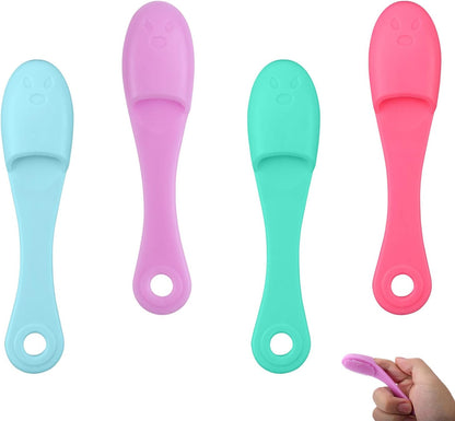 4 Pcs Cat Chin Brushes, Soft Silicone Manual Facial Cleansing Scrubber Cats Chin Cleaner Dog Finger Toothbrush Pet Tooth Brush with Improved Design for Dogs Cats Puppies Chin Cleaning Dental Care