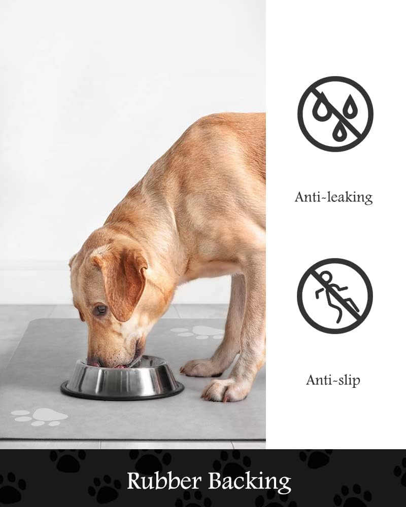 PADOOR Pet Feeding Mat-Absorbent Dog Mat for Food and Water Bowl-No Stains Easy Clean Dog Food Mat-Quick Dry Water Dispenser-Puppy Supplies Accessories