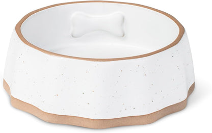 Fringe Studio Matte Speckled Green Medium Raised Stoneware Feeder W/Stainless Steel Insert (7" Diameter x 5.5" H, 26 fl.oz.), PetShop Collection (453MD001)