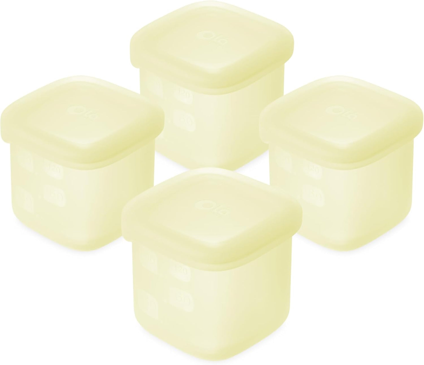 Olababy Clear Sense Silicone Storage Containers 4pk for Baby Food, Snacks, Formula, Puree, Sauce & More | Micro Plastic & BPA-Free | Daycare Essentials for Toddlers and Kids (Lilac, 2 oz / 60 ml)