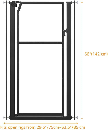 unipaws 56" Extra Tall Pet Gate, Clear Transparent Tall Cat Gate, 29.5-33.5" Wide No Drilling Pressure Mounted Dog Gate for Doorway, Hallway, Stairs, White