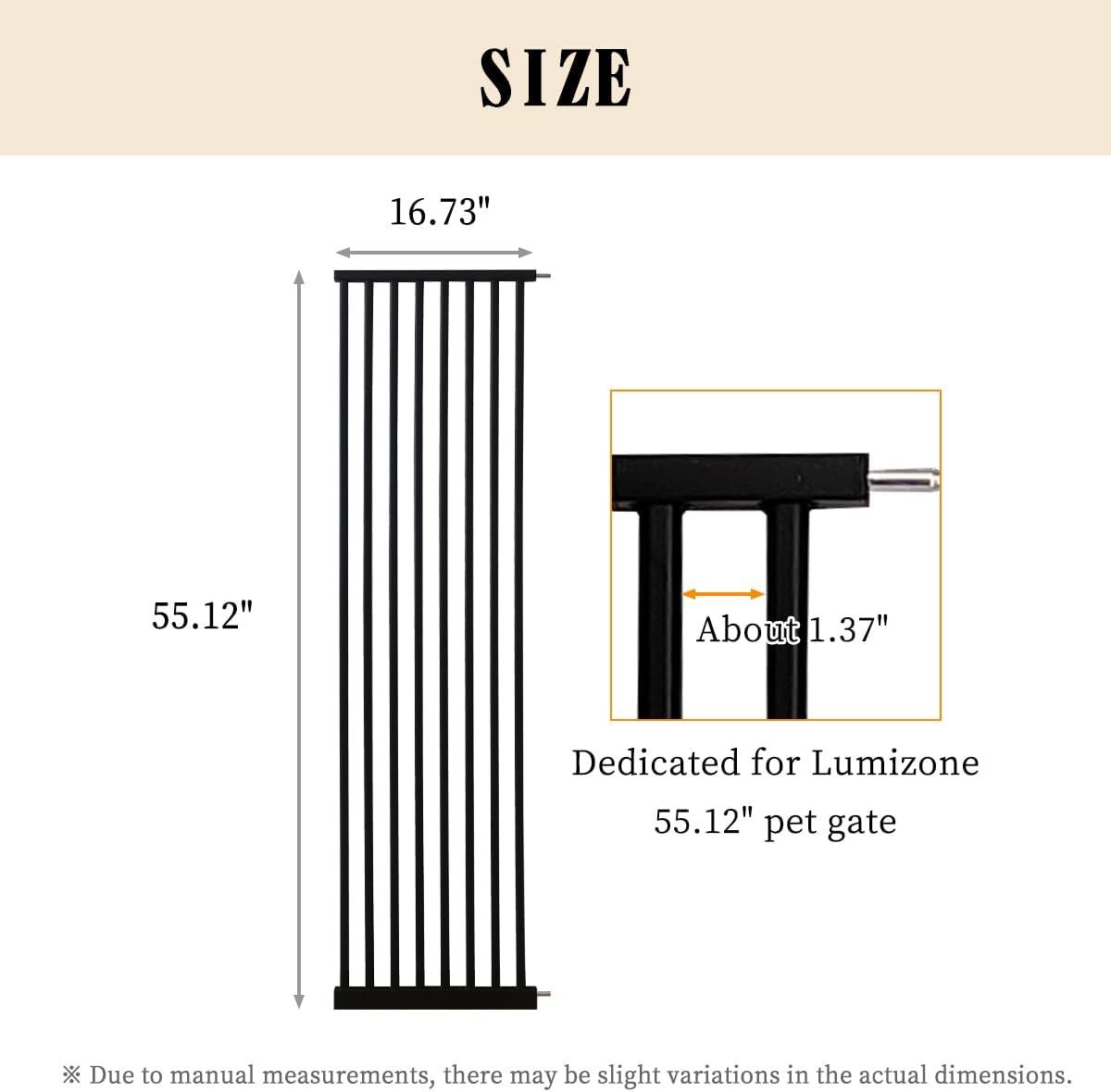 Lumizone Extra Tall Cat Gate 61.02" High Pressure Mounted Extra Wide 30.12"-34.05" (17Sizes) 1.37" Gap No Drilling Auto-Close Tall Pet Gate for Dogs (Black, 30.12"-34.05" W)