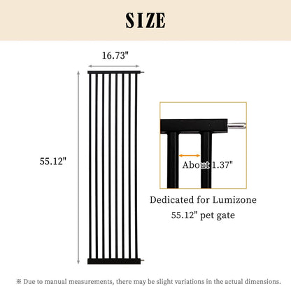 Lumizone Extra Tall Cat Gate 61.02" High Pressure Mounted Extra Wide 30.12"-34.05" (17Sizes) 1.37" Gap No Drilling Auto-Close Tall Pet Gate for Dogs (Black, 30.12"-34.05" W)