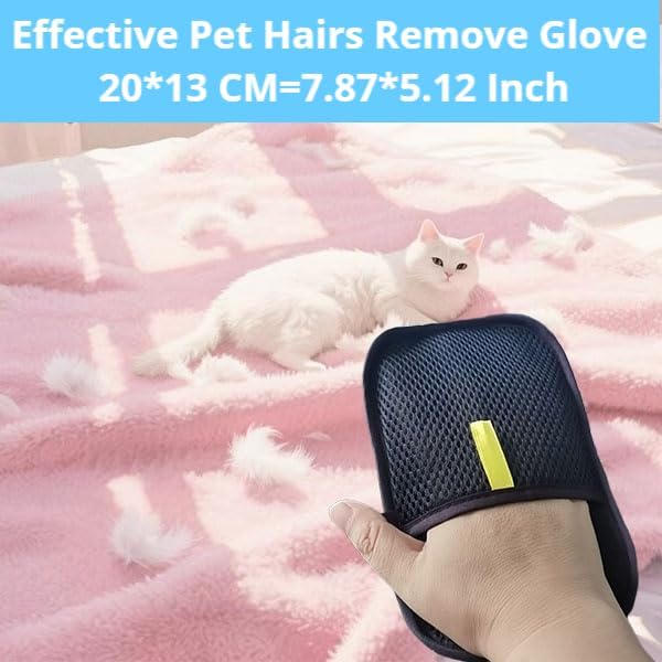 Pet Hair Remover Mitt Glove & Counter Brush Tool - Natural Fiber Soft Bristles Small Whisk Broom- Dog Cat Hair Grooming Removal Glove for Furniture Kitchen & Couch, Wooden Duster