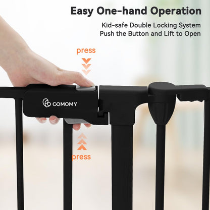 COMOMY 80" Extra Wide Baby Gate, Dog Gate for House Stairs Doorways Fireplace, Auto Close Pet Gate with Door Walk Through, 3 Metal Panels, Hardware Mounted Baby Fence Indoor Outdoor(30" Tall, Black)