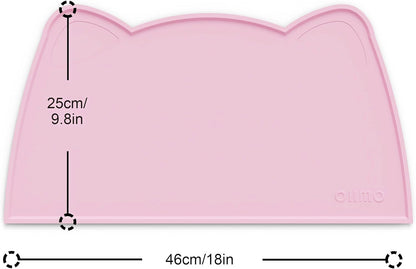OHMO - Cat Food Mat, Silicone Pet Feeding Mat for Floor Non-Skid Waterproof Dog Water Bowl Tray, Easy to Clean Pet Placemat (Erythrinus, 18 * 9.8'')