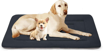 Dog Bed Soft Dog Crate Bed Pad Mat, 42 in Non Slip Bottom Washable Beds for Large Dogs, Pet Bed Mattress Kennel Pad, Dark Gray
