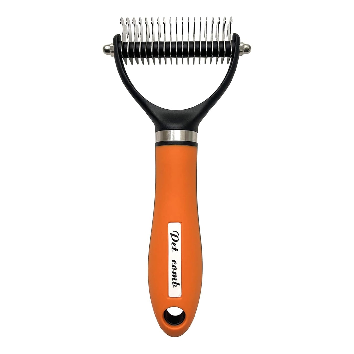 2-Sided Undercoat Rake for Dogs and Cats, Deshedding & Dematting Comb for Long Hair, Dog Brush for Shedding and Tangles, Stainless Steel Pet Grooming Tool