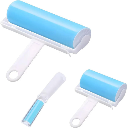 Washable Reusable Lint Roller 3 Pack, Portable Travel Sticky Dog Cat Hair Remover Cleaner with Cover Include Large and Mini Size for Clothes, Pet Hairs, Carseats