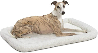 MidWest Homes for Pets QuietTime Dog Bed - White Fleece Bolster, Ultra-Soft and Machine Washable, Fits 24-Inch Crates and Carriers, for Small Breed Dogs