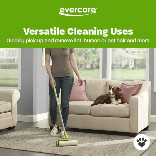 Evercare 10-Inch Mega All-Purpose Pet Hair Lint Roller Refill, 50 Sheets – Sticky Roller for Pet Hair, Cat & Dog Hair Remover, Lint Remover, Pet Hair Remover for Furniture, Clothing & Cars