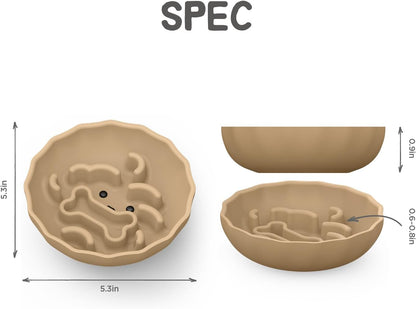 Slow Feeder Dog Bowls Made of Premium Food-Grade Silicone, Anti-Choking & Slow Eating for Improved Digestion, Non-Slip, Soft & Durable, Quiet Dog Bowl, Cute, Dishwasher Safe (Ivory, Standard)