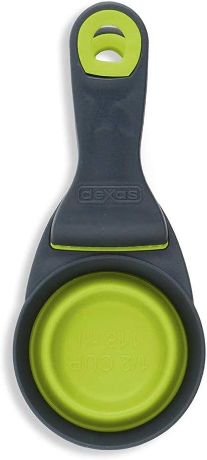 Dexas Pets Collapsible KlipScoop Collapsible Dry Dog Food Scoop and Dog Food Bag Clip, 1 Cup Capacity, Pro Blue