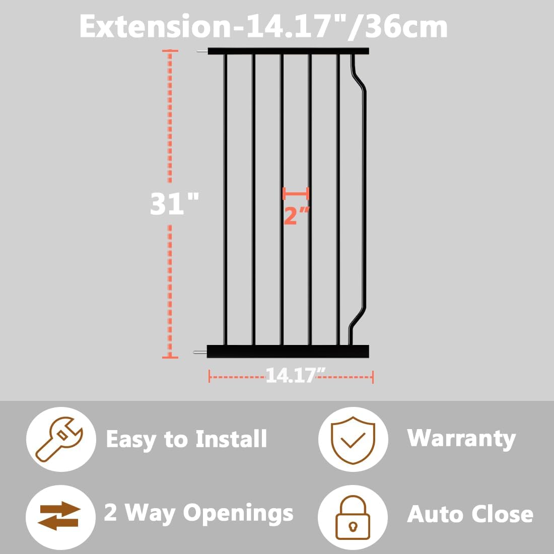 Fairy Baby Extra Wide Baby Gate Black 57.5-62 Inch Wide, Walk Through Pressure Mounted No Drill for Doorways, Long and Large Tension Dog Gates for Pet and Kids