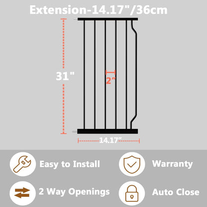 Fairy Baby Extra Wide Baby Gate Black 57.5-62 Inch Wide, Walk Through Pressure Mounted No Drill for Doorways, Long and Large Tension Dog Gates for Pet and Kids