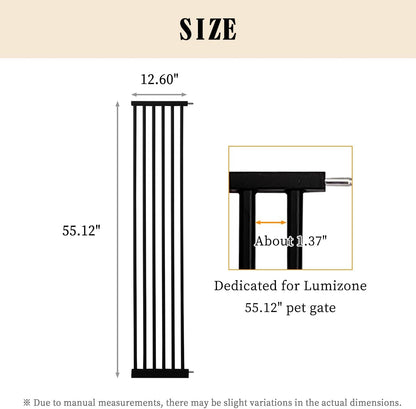 Lumizone Extra Tall Cat Gate 61.02" High Pressure Mounted Extra Wide 30.12"-34.05" (17Sizes) 1.37" Gap No Drilling Auto-Close Tall Pet Gate for Dogs (Black, 30.12"-34.05" W)