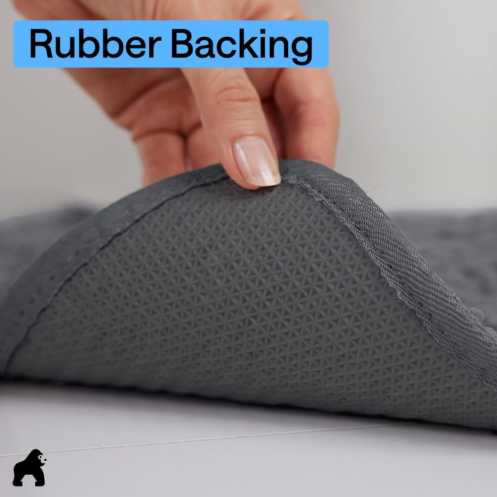 GORILLA GRIP SoakSTOPPER Dog Door Mat, 30x20 Machine Washable Rug Absorbent Doormat Captures Moisture Mud Dirt, Quick Dry Soft Chenille Entryway Rugs Indoor Entrance Mats for Dog Paws, Paw Grey