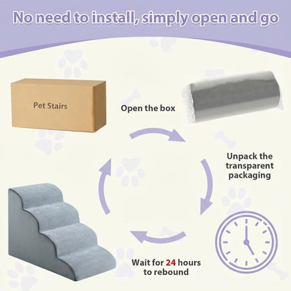 LEXTRO Dog Stairs for Small Dogs, 2-Steps Dog Ramp for Couch, Pet Stairs with Highly Supportive Foam and Non-Slip Bottom, Pet Steps for Cat & Doggie (High 11.8 Inch)