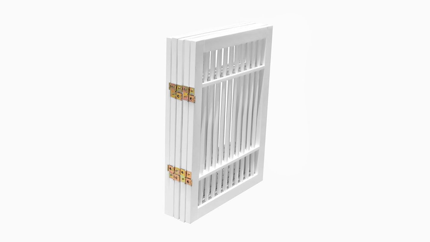 Urnporium Freestanding Wooden Dog Gate for Doorways – Foldable Acacia Wood Pet Gate, No Drill Portable Indoor/Outdoor Puppy Fence Barrier (White Pet Gate, 3 Panel 24" Tall)