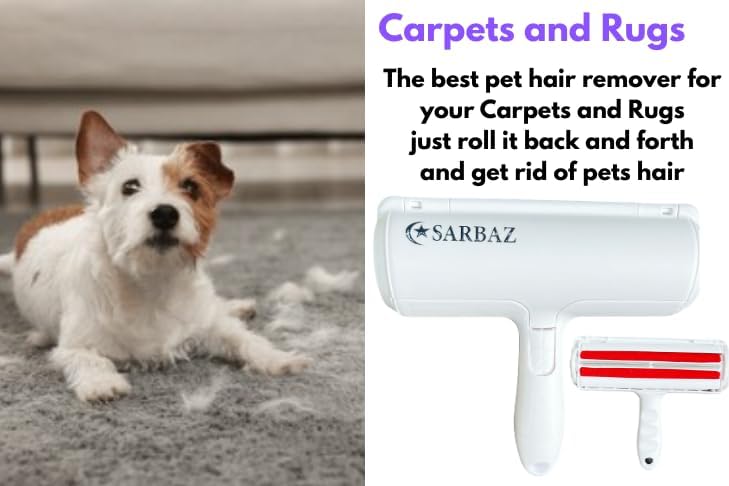 Sarbaz Pet Hair Remover, Cat and Dog Hair Remove for Furniture, Carpet, Couch,Clothing and Beding, Multi Surface Fur Remover Tool, Portable