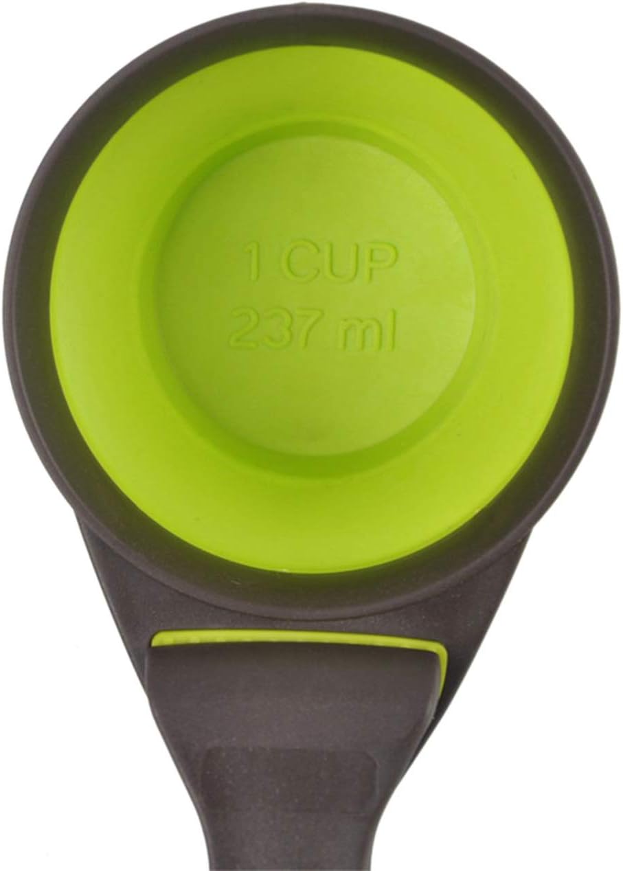 Collapsible Pet Scoop Silicone Measuring Cups Set Sealing Clip 3 in 1 Multi-Function Scoop Bowls Bag Clip Dog Snack Measuring Cup for Dog Cat Food Water Set of 2 (1 Cup & 1/2 Cup Capacity)