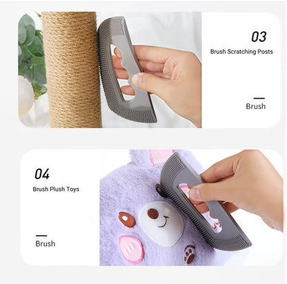 Reusable Soft Rubber Cat Dog Hair Removal Brush Gray (2 Pack) - Washable Pet Hair Deshedding Cleaning Tool for Indoor Cats, Dogs, Couch, Carpet & Furniture