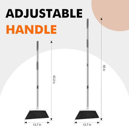 Heavy Duty Broom, 55 Inch Long Handle Outdoor Large Angle Brooms, Commercial Broom for Sweeping Indoor, for Home Garage Kitchen Office Courtyard Lobby Patio Lawn Concrete