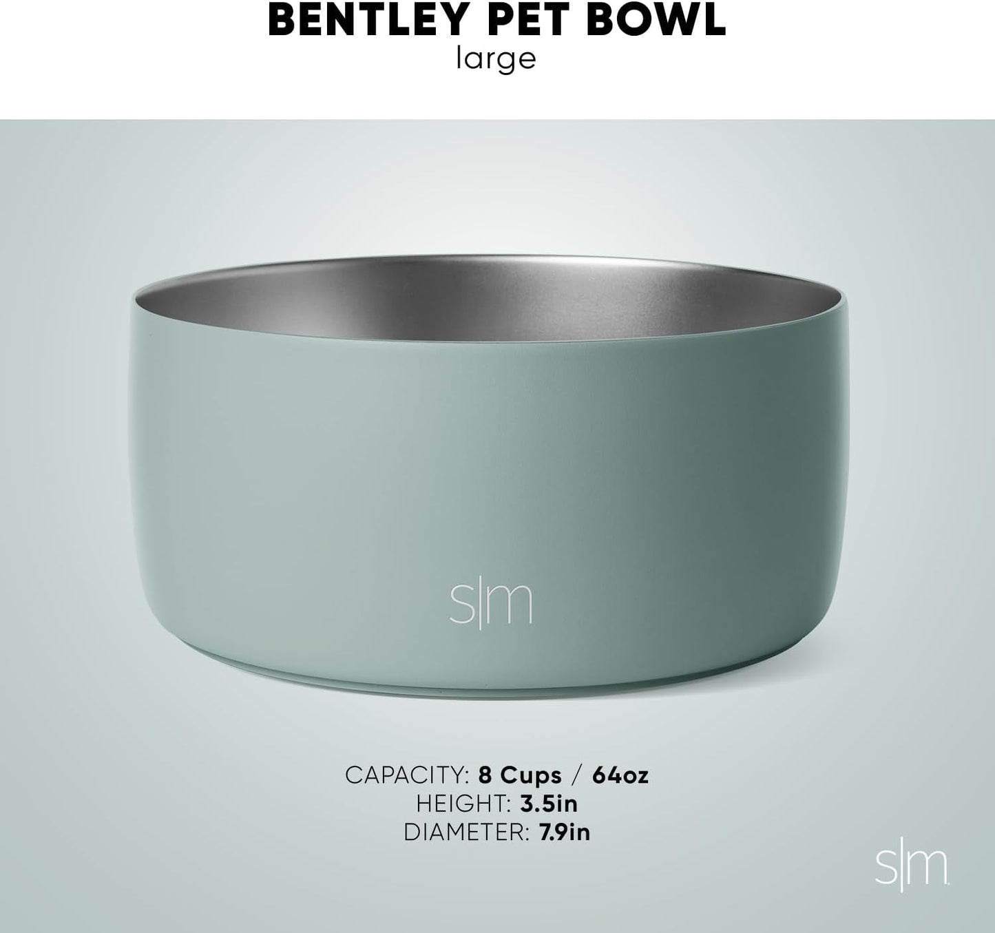 Simple Modern Stainless Steel Pet Water Bowl for Dogs & Cats | Reusable Insulated Stainless Steel Food Bowls for Dog Cat | No Tip No Slip BPA Free | Bentley Collection | Medium (32oz) | Almond Birch