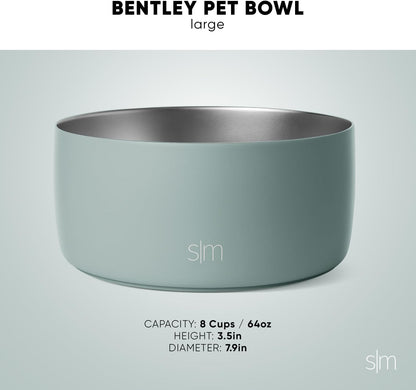 Simple Modern Stainless Steel Pet Water Bowl for Dogs & Cats | Reusable Insulated Stainless Steel Food Bowls for Dog Cat | No Tip No Slip BPA Free | Bentley Collection | Medium (32oz) | Almond Birch