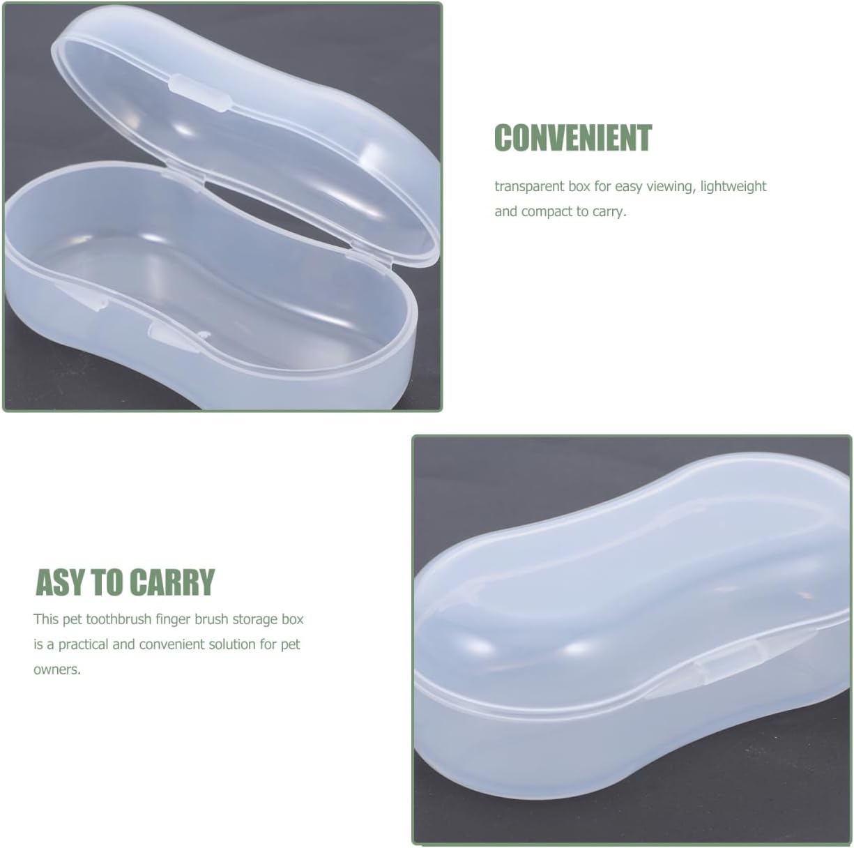 Hemobllo 20-Pack Dog Finger Toothbrush Storage Box Portable Transparent Travel Case for Puppy and Pet Oral Care Compact Dustproof Organizer 2.75X1.33X1.10In