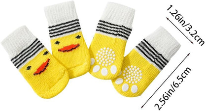 4 Pairs Dog Socks for Small Dogs, Anti Slip Dog Socks, Dog Grip Socks, Soft Pet Puppy Doggie Socks to Prevent Licking, Non Slip Paw Protection for Hardwood Floors Indoor Outdoor (S)