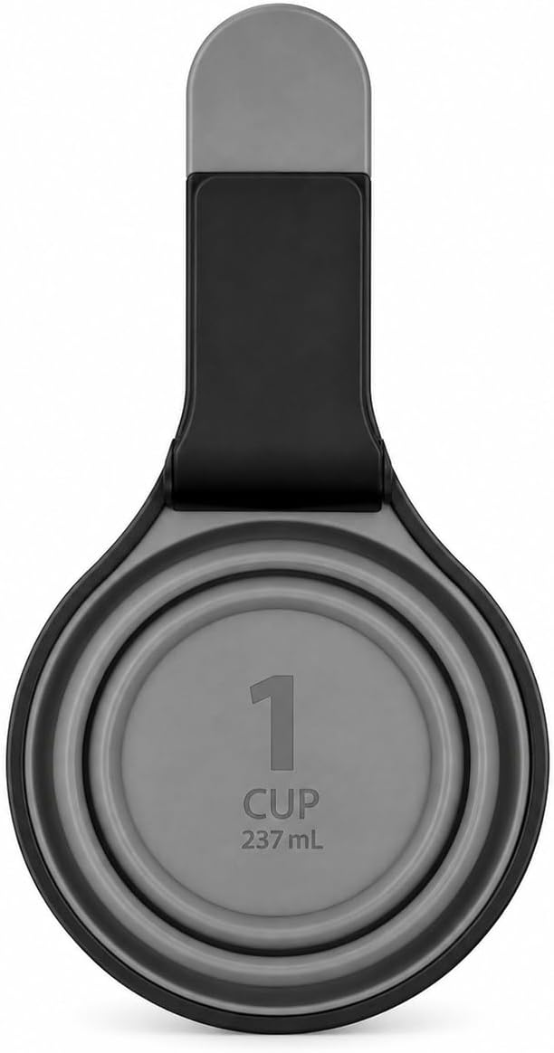 Silicone Food Scoop with Bag Clip, 1 Cup Collapsible Measuring Scoop for Pet Food & Kitchen Use, Easy Grip Handle, Airtight Seal, Multi-Purpose (Red, Gray, Green) (Green)