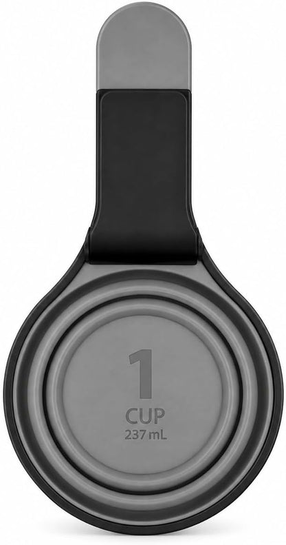Silicone Food Scoop with Bag Clip, 1 Cup Collapsible Measuring Scoop for Pet Food & Kitchen Use, Easy Grip Handle, Airtight Seal, Multi-Purpose (Red, Gray, Green) (Green)