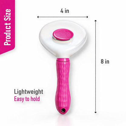 Self Cleaning Slicker Brush for Dogs & Cats – Deshedding Grooming Tool with One Click Hair Removal – Gentle for Sensitive Skin