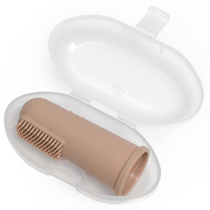 Baby Finger Toothbrush with Case, Food Grade Silicone, BPA Free, 2-Pack (Sage+Ether)