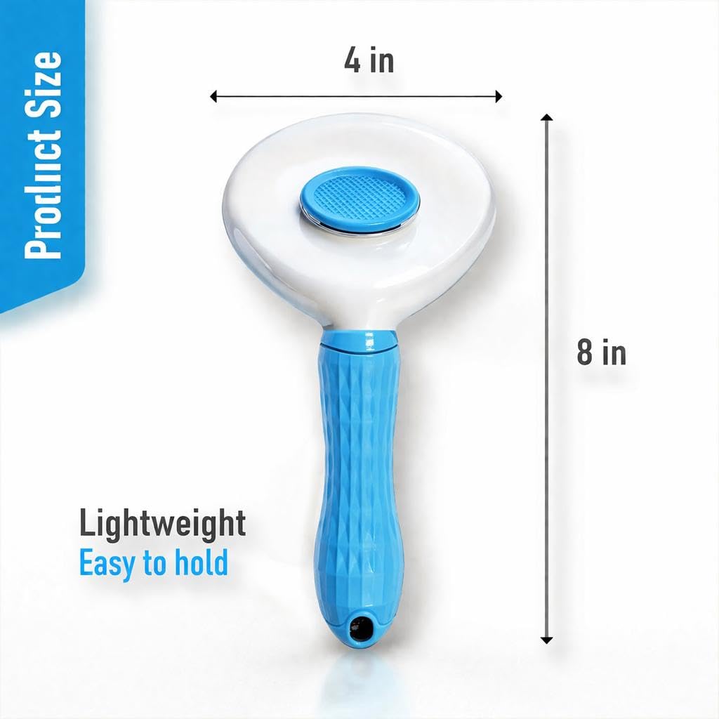 Self Cleaning Slicker Brush for Dogs & Cats – Deshedding Grooming Tool with One Click Hair Removal – Gentle for Sensitive Skin