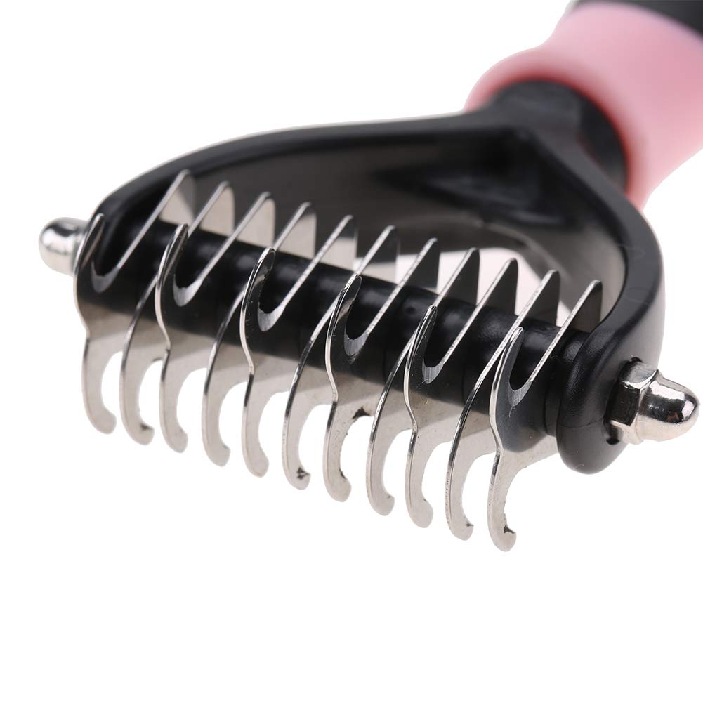 Deshedding Dog Brush, Cat Brush Dog Brush for Shedding Dog Rake Double Sided Undercoat Rake Comb for Detangling, Deshedding Pet Grooming Brush for Small, Medium Dogs and Cats