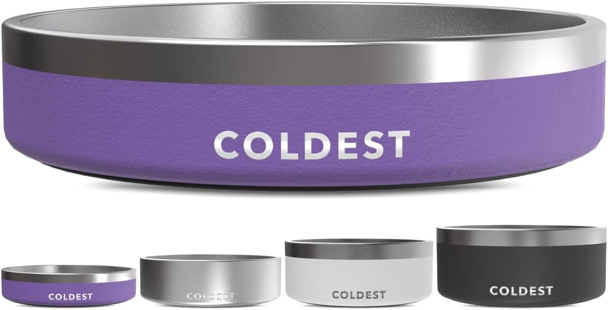 Coldest Dog Bowl - Anti Rust Metal, Non Slip, 3 Layers Insulated Stainless Steel Dog Bowls - Spill Proof & Heavy Duty - Water Bowl for Dogs, Cats & Pets, Dish Washer Safe (21 oz, Stealth Black)