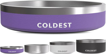Coldest Dog Bowl - Anti Rust Metal, Non Slip, 3 Layers Insulated Stainless Steel Dog Bowls - Spill Proof & Heavy Duty - Water Bowl for Dogs, Cats & Pets, Dish Washer Safe (21 oz, Stealth Black)