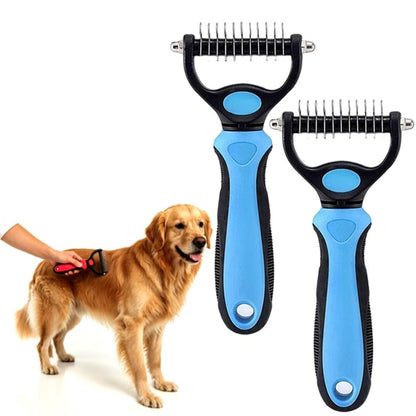 Deshedding Brush for Dogs and Cats: Undercoat Rake Pet Brush for Long Hair - Dematting Comb Removes Tangles Knots and Loose Fur, Grooming Tool for Thick Coats (blue, L)
