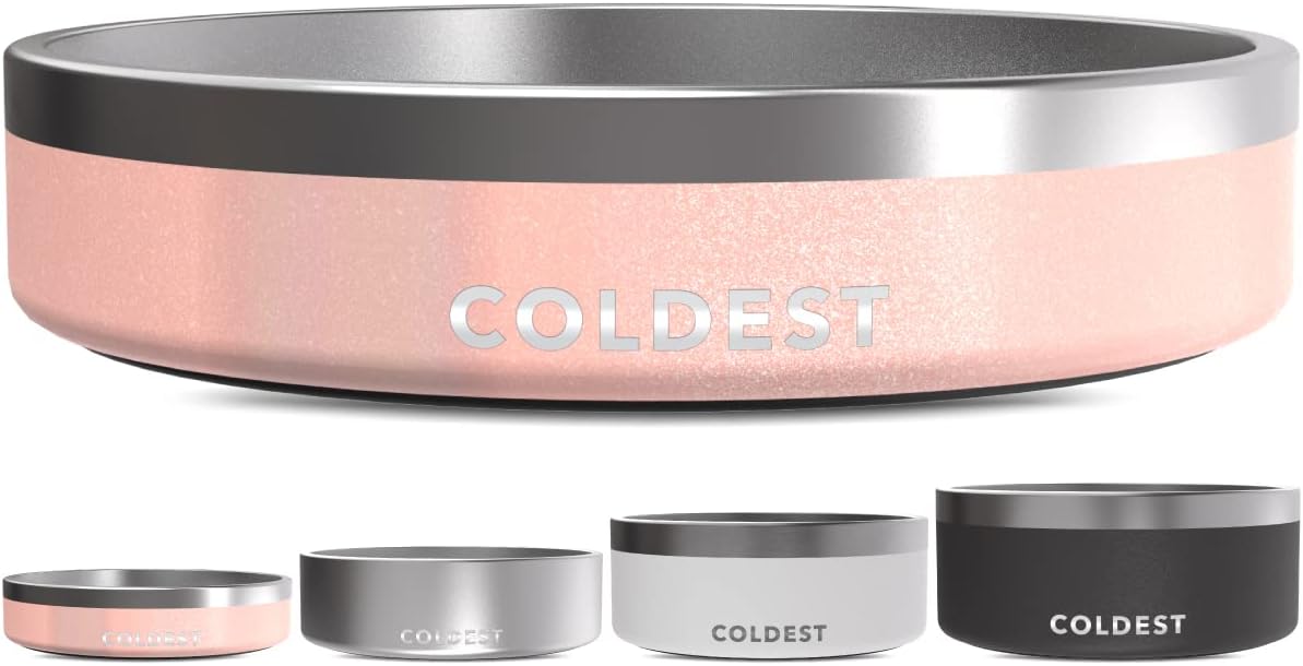 Coldest Dog Bowl - Anti Rust Metal, Non Slip, 3 Layers Insulated Stainless Steel Dog Bowls - Spill Proof & Heavy Duty - Water Bowl for Dogs, Cats & Pets, Dish Washer Safe (21 oz, Stealth Black)